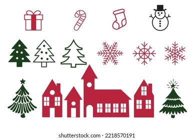 Christmas vector icons new year decoration illustration