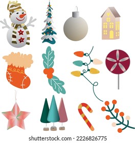 Christmas vector icons new year decoration illustration 