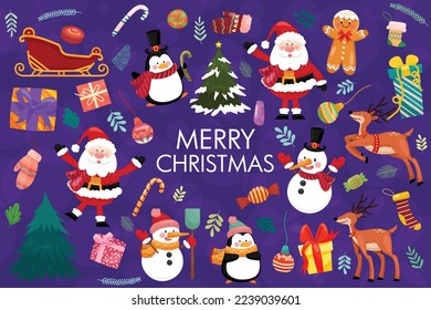 Christmas vector icons New Year decoration illustration of Xmas Christians