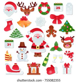 Christmas vector icons New Year decoration illustration of Xmas Christians festive Christmas ornament symbols.