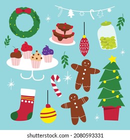 Christmas vector icons set new year decoration illustration of xmas christians