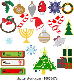 Christmas vector icons and tags for decorating scrap-booking web-pages and more