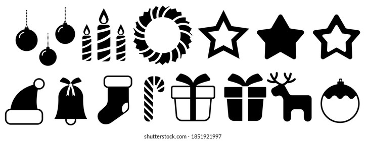 Christmas vector iconset on white background. Christmas design elements, vector illustration EPS 10