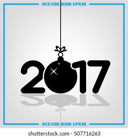 Christmas vector illustration 2017 new year with hanging toy.
