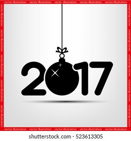 Christmas vector illustration 2017 new year with hanging toy.