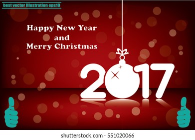 Christmas vector illustration 2017 new year with hanging toy 