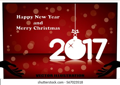 Christmas vector illustration 2017 new year with hanging toy 