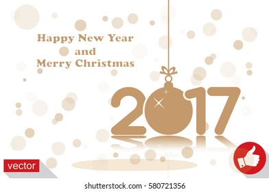 Christmas vector illustration 2017 new year with hanging toy.