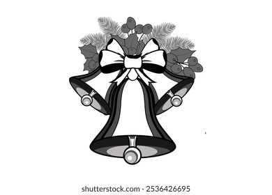 Christmas vector illustration. Bell for t shirt design.