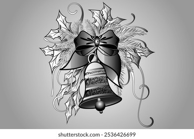 Christmas vector illustration. Bell for t shirt design.