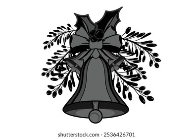 Christmas vector illustration. Bell for t shirt design.