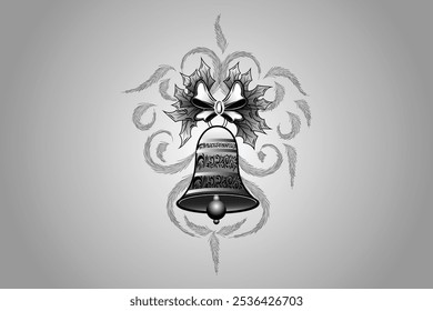 Christmas vector illustration. Bell for t shirt design.