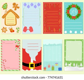 Christmas Vector illustration of blank simple hand drawn card invitation, set of cute pastel festive label in different elements, holiday decorating on pale background 