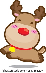 Christmas vector illustration cartoon cute reindeer