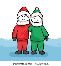 Christmas vector. Illustration of celebrating Christmas and New Year. Santa clothes. Share cheer and smile