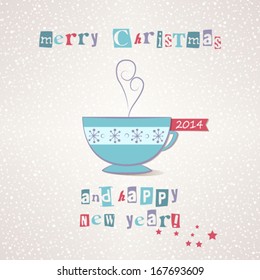 Christmas vector Illustration with cup for your design
