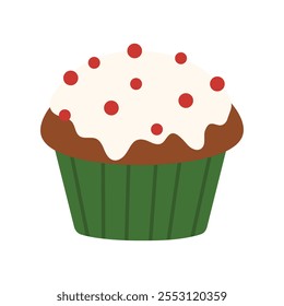 Christmas Vector Illustration - Cupcake