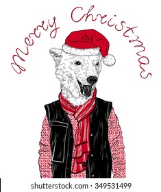 Christmas vector illustration of a cute bear