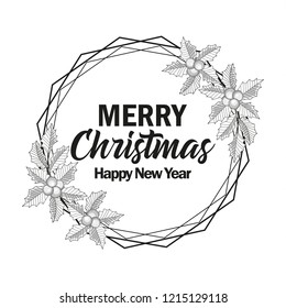 Christmas vector illustration of decorative branches and berries. Red mistletoe