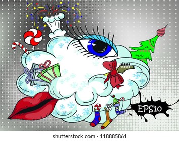 Christmas vector illustration. Drawing by hand.