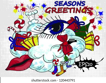 Christmas vector illustration. Drawing by hand.