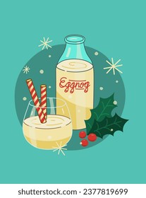 Christmas Vector Illustration with Eggnog