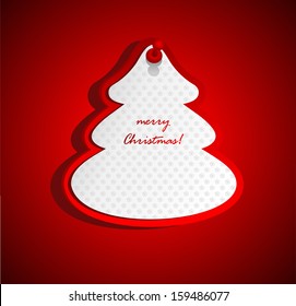 Christmas vector illustration with fir-tree's shape sticker