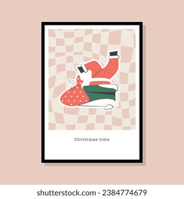 Christmas vector illustration in a frame template for poster design, greeting card, banner, wallpaper
