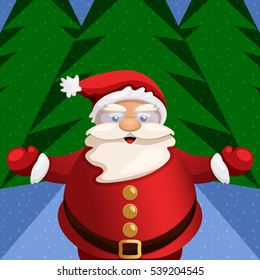 Christmas vector illustration - funny Santa Claus