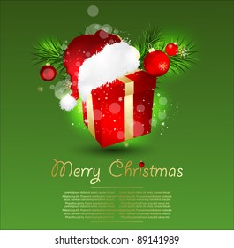 Christmas vector illustration with gift box.