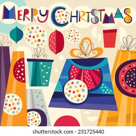 Christmas vector illustration with gift boxes