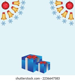 Christmas Vector Illustration with Gifts, Bells, Balls