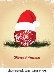 christmas vector illustration with Christmas globe and hat