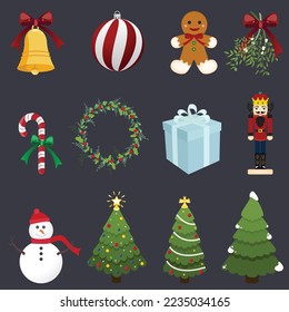 Christmas vector illustration graphic element set 