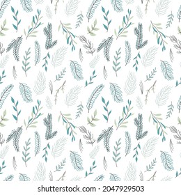 Christmas vector illustration. Christmas greenery. New year 2022. Christmas seamless pattern