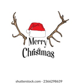 Christmas vector illustration. Happy New Year for printing on postcards, logo, icon, print for printing on clothes, blank for designer