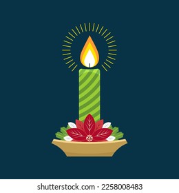 Christmas vector illustration. Holiday Advent Candle.