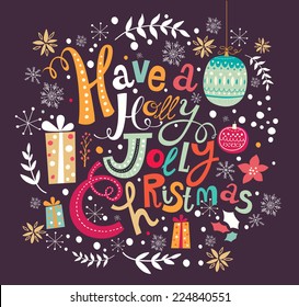 Christmas vector illustration. Holiday greeting card