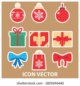 Christmas vector illustration isolated on color background. Including gifts, ribbons, and christmas light. good for greeting cards, web, banners, tags, labels, etc.
