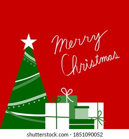 Ilustración vectorial de Navidad (muchos regalos cerca del árbol de Navidad)