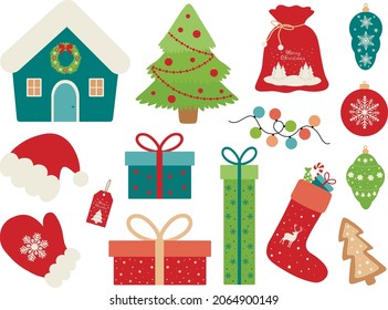 Ilustración vectorial de Navidad. Elementos del Año Nuevo