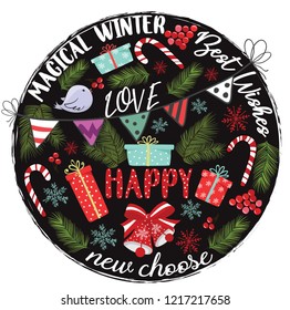 Christmas vector illustration for prints, wallpaper, greeting cards, fashion artworks.