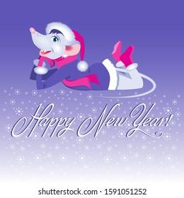 Christmas vector illustration. Rat and new year.