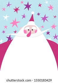 Christmas vector illustration of Santa Claus on background of stars