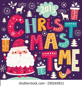 Christmas vector illustration with Santa Claus