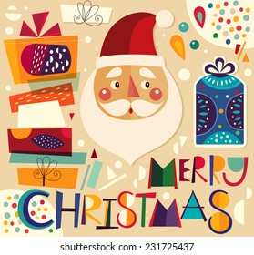 Christmas vector illustration with Santa Claus