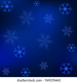 Christmas vector illustration with snowflakes.Blue gradient background