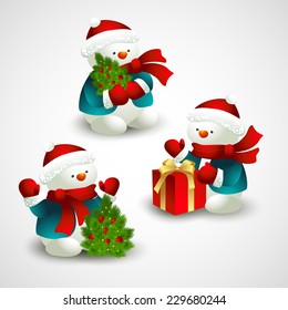 Christmas vector illustration with snowman