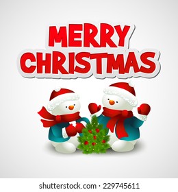 Christmas vector illustration with snowman