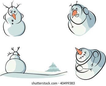 Christmas vector illustration - snowman